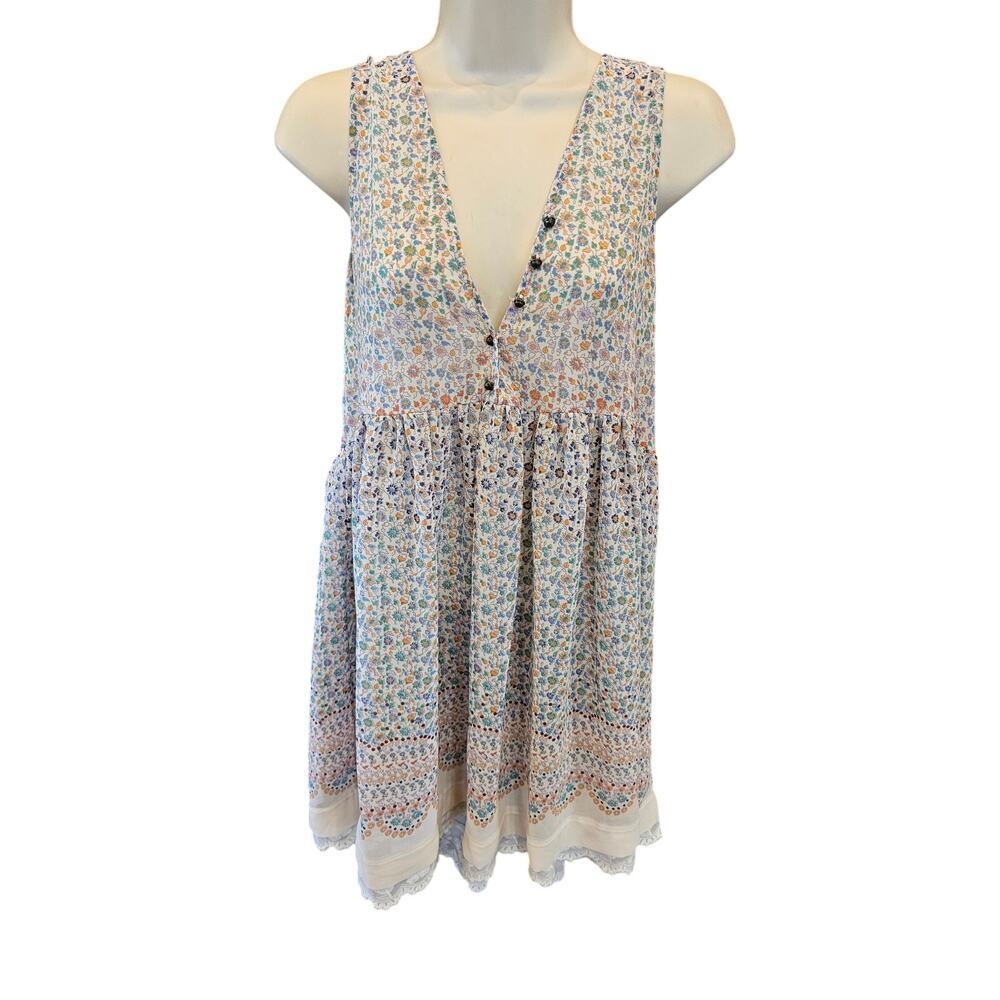 Maeve SP S PETITE chiffon coquette layering dress summer old money 1/2 button
